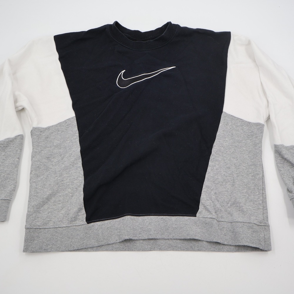 Nike Sweatshirt Womens Medium Black White Grey Colorblock Swoosh DB3916-010